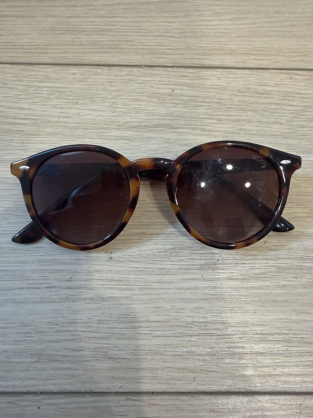 SOJOS Retro Round Polarized Sunglasses for Women Men Ancient Tortoise/Grey